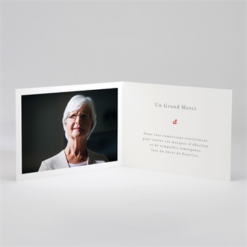Remerciement décès gravure et initiale plié - Intérieur du remerciement