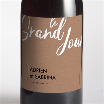 Etiquette de bouteille mariage pur kraft