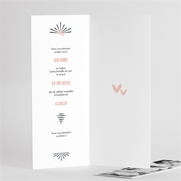 Faire-part de baptême petit photomaton plié - Dos du faire-part