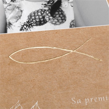 Faire-part communion illuminations portrait - Marquage à chaud OR