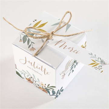 Boîte de dragées baptême la jungle - Dessus de la boîte