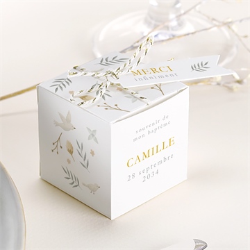 Boîte de dragées baptême vers le beau