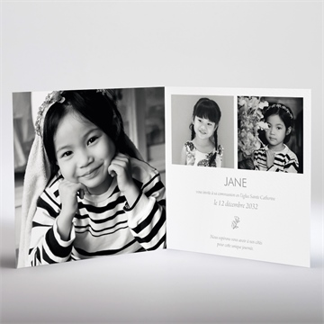 Faire-part communion illuminations dorure - Intérieur du faire-part