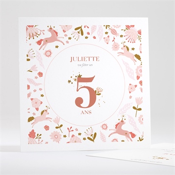 Invitation anniversaire licornes roses