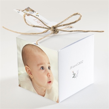 Boîte de dragées baptême tout en joie - Dos de la boîte