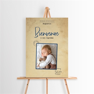 Panneau bienvenue télégramme baptême - Mise en situation