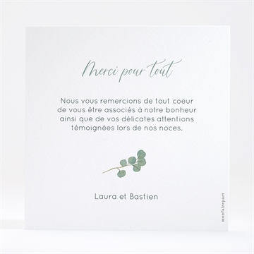 Remerciement mariage notre evidence - Dos de la carte