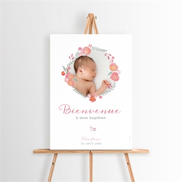 Panneau bienvenue cadre de fleurs