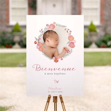 Panneau bienvenue cadre de fleurs - Mise en situation