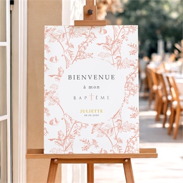 Panneau bienvenue motif gravure