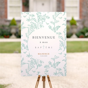 Panneau bienvenue gravure en rond magnet