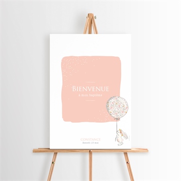 Panneau bienvenue petit lapin baptême origami