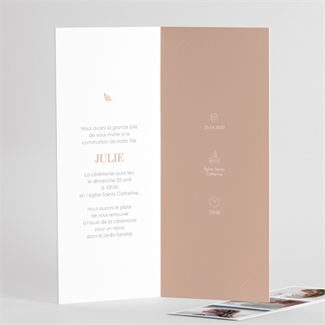 Faire-part communion beaux symboles - Détail de l'intérieur