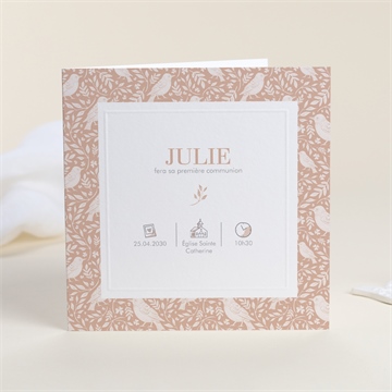 Faire-part communion beaux symboles gaufrage