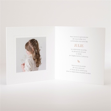 Faire-part communion beaux symboles gaufrage - Intérieur du faire-part