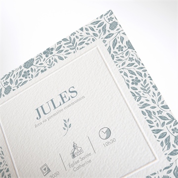 Faire-part communion transcendance gaufrage - Détail du faire-part