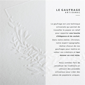 Faire-part communion transcendance gaufrage - Vue explicative