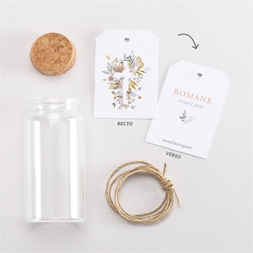 Mignonette baptême tout en joie étiquette - Vue d'ensemble