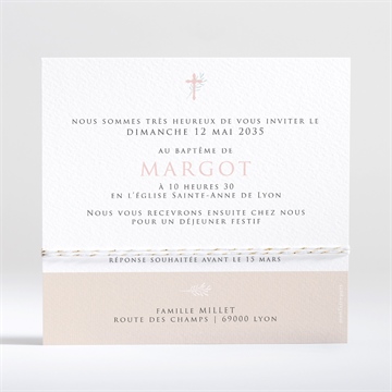Faire-part de baptême poésie minimaliste dorure - Dos du faire-part