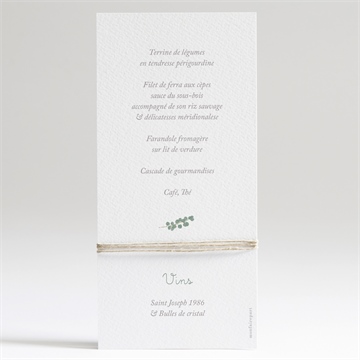 Menu communion printanier - Dos du menu