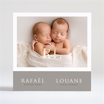 Faire-part naissance eux jumeaux dorure