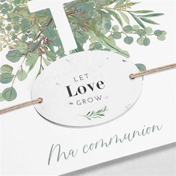 Faire-part communion en grâce ensemencé - Détail étiquette