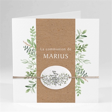 Faire-part communion illustration végétale plié