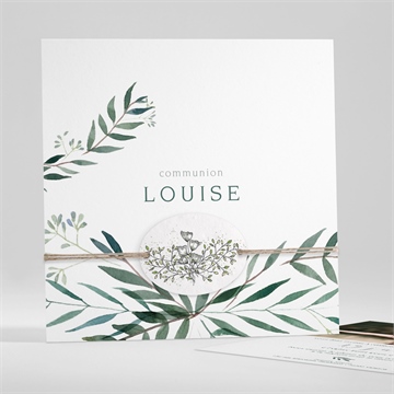 Faire-part communion touche champêtre ensemencé