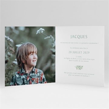 Faire-part communion végétal et dorure ensemencé - Intérieur du faire-part