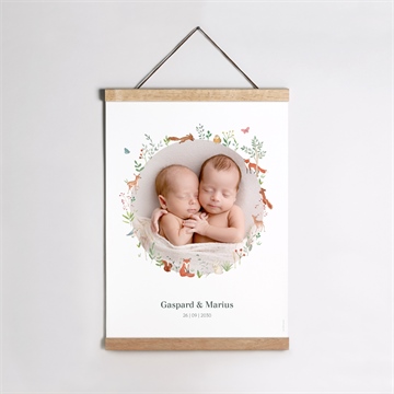 Affiche naissance jumeaux & animaux