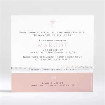 Faire-part communion jour de grâce - Dos du faire-part