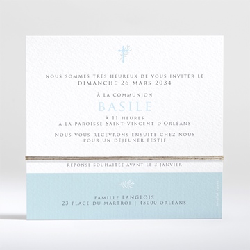 Faire-part communion ferveur - Dos du faire-part