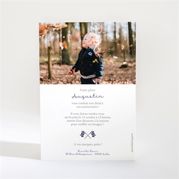 Invitation anniversaire voiture - Dos de l'invitation