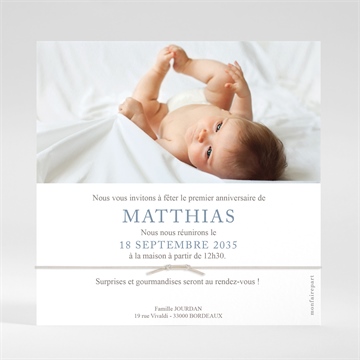 Invitation anniversaire j'ai 1 an - Dos de l'invitation