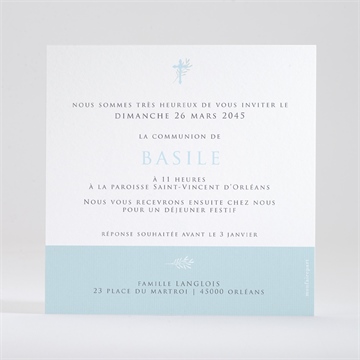 Faire-part communion ferveur dorure - Dos du faire-part