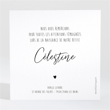 Remerciement naissance petit chéri - Dos de la carte
