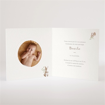 Faire-part naissance la clé des champs - Intérieur du faire-part