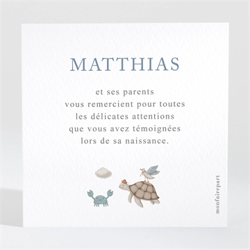 Remerciement naissance mer - Dos du remerciement