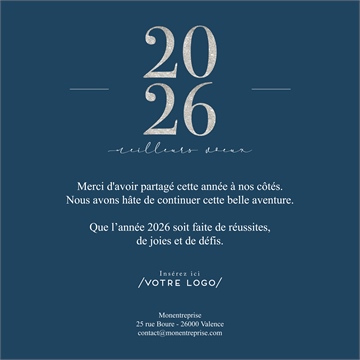 Carte de voeux virtuelle image entreprise couleur argent calendrier