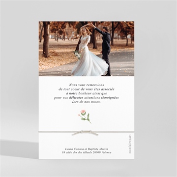 Remerciement mariage joie champetre bracelet - Dos du faire-part
