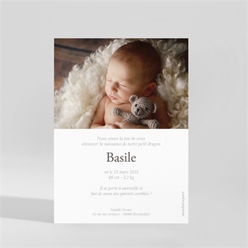 Faire-part naissance dragon portrait - Dos de la carte