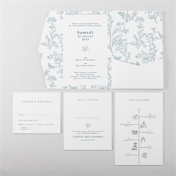 Faire-part mariage jouy exclusif pocketfold - Vue d'ensemble intérieur