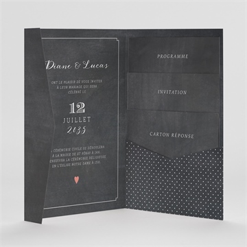 Faire-part mariage retro original pocketfold - Intérieur du faire-part