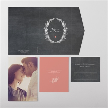Faire-part mariage retro original pocketfold - Vue ensemble extérieur