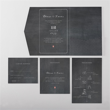 Faire-part mariage retro original pocketfold - Vue d'ensemble intérieur