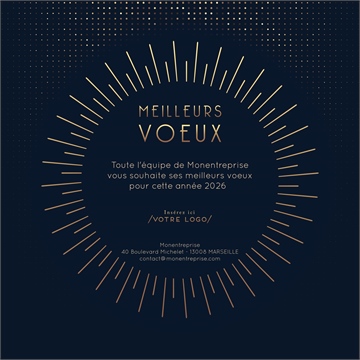 Carte de voeux virtuelle image entreprise soleil calendrier
