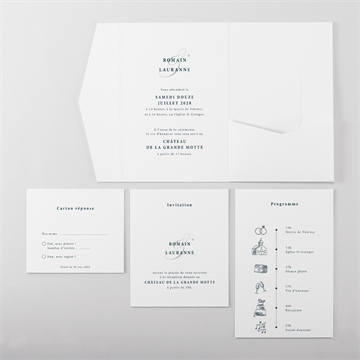 Faire-part mariage en relief pocketfold - Vue d'ensemble intérieur