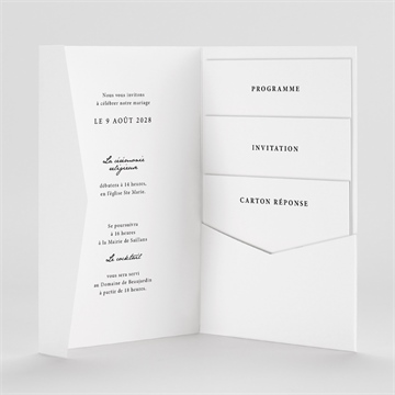Faire-part mariage epuré pocketfold - Intérieur du faire-part