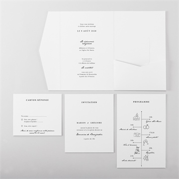 Faire-part mariage epuré pocketfold - Vue d'ensemble intérieur