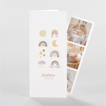 Faire-part naissance nuages & arc en ciel - Vue d'ensemble